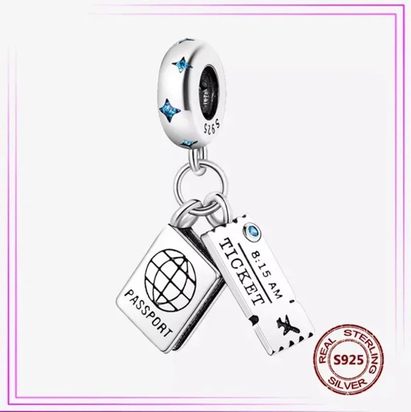 Charm Sterling Silver 925 ticket and passport - Picture 2 of 4